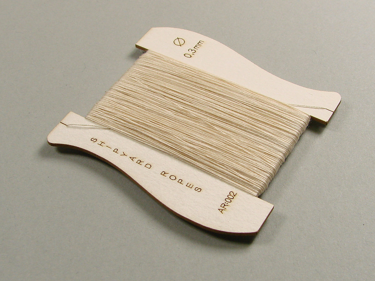 Photo of Shipyard's 0.30mm Rope, a 35-meter spool, ideal for precision rigging and detailing in scale model shipbuilding.