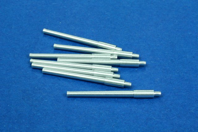 Photo of 1:350 scale RB Model metal barrels for 14" (356mm) L/45 Japanese Naval Guns, set of 8, designed for IJN Kongo, Ise, and Fuso class battleships.