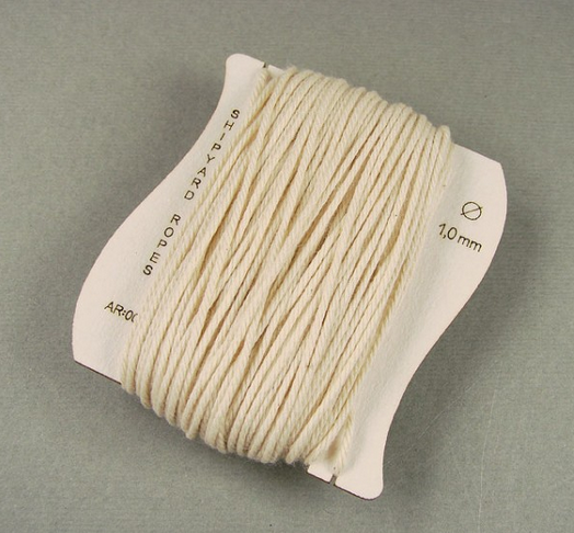 Image showcasing Shipyard's 1.0mm Rope, a 20-meter coil designed for detailed model ship rigging, highlighting its thickness and texture for authentic scale modeling.
