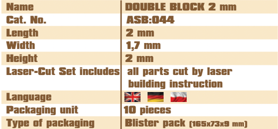 Image of Shipyard's 2mm Double Block Card, featuring a set of small, detailed blocks for DIY assembly, ideal for enhancing the rigging of scale model ships.