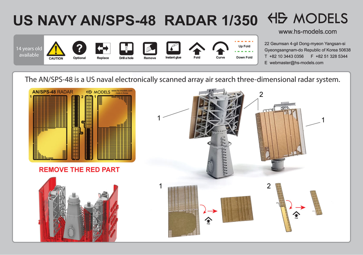 Photo of AN/SPS-48 Radar 1/350 Scale 3D Printed Resin Set with Photo Etching by HS Model HSM-U350043S