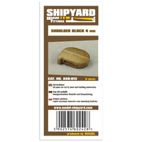Photo of Shipyard 4mm Shoulder Block, showcasing detailed card rigging blocks designed for precise model ship assembly and rigging enhancement.