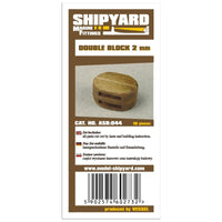 Image of Shipyard's 2mm Double Block Card, featuring a set of small, detailed blocks for DIY assembly, ideal for enhancing the rigging of scale model ships.