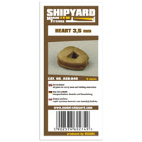 Image of Shipyard's 3.5mm Heart Block Card Rigging Kit, showcasing precision-cut card stock blocks for detailed model ship rigging.