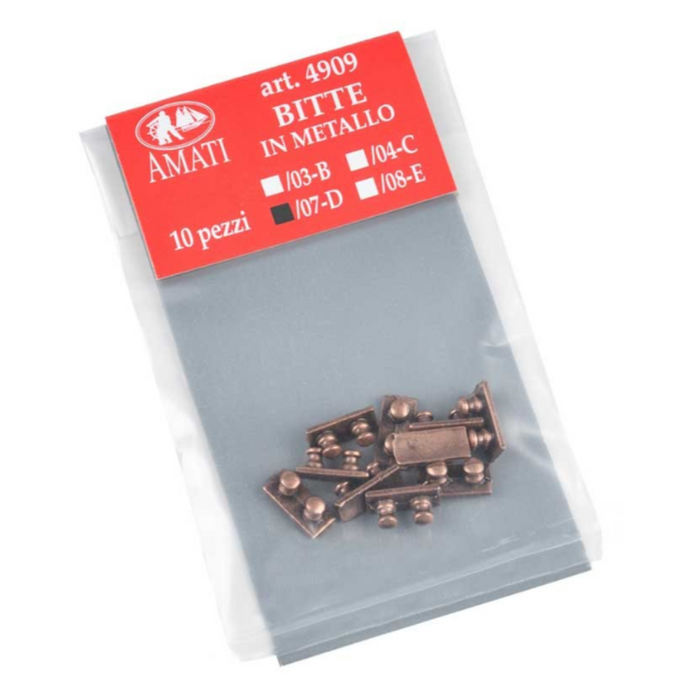 Photo of Amati B4909,07 Metal Double Bollards - 10 pieces, dimensions: 10x5mm base, 5mm high, 4mm diameter.