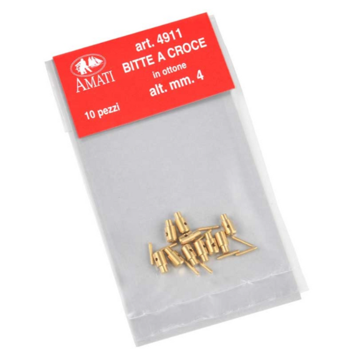 Photo of Amati B4911 Brass Bollards 4mm High 2mm Diameter (10 pieces) for model shipbuilding.