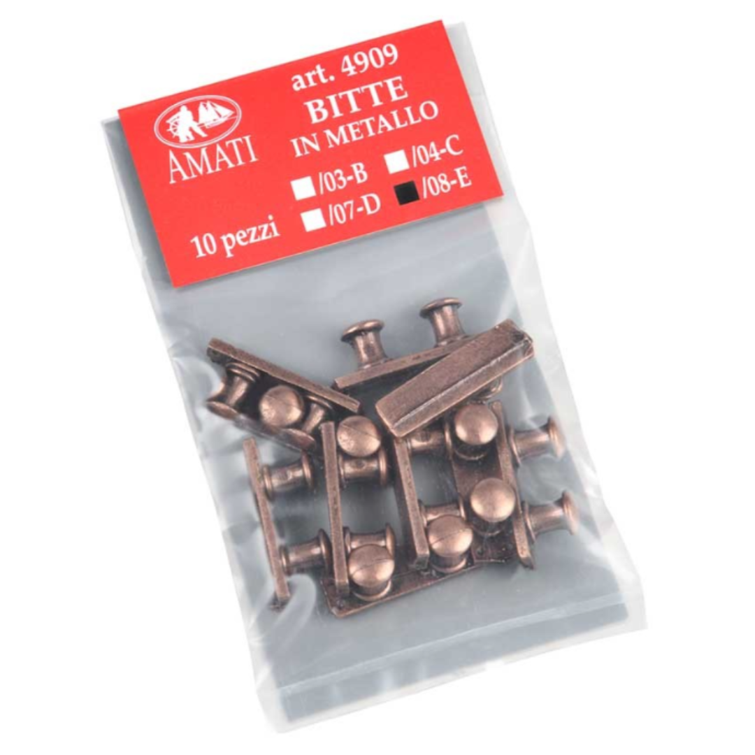 Photo of Amati B4909/08 Metal Double Bollards - Set of 10 Pieces for Model Ships