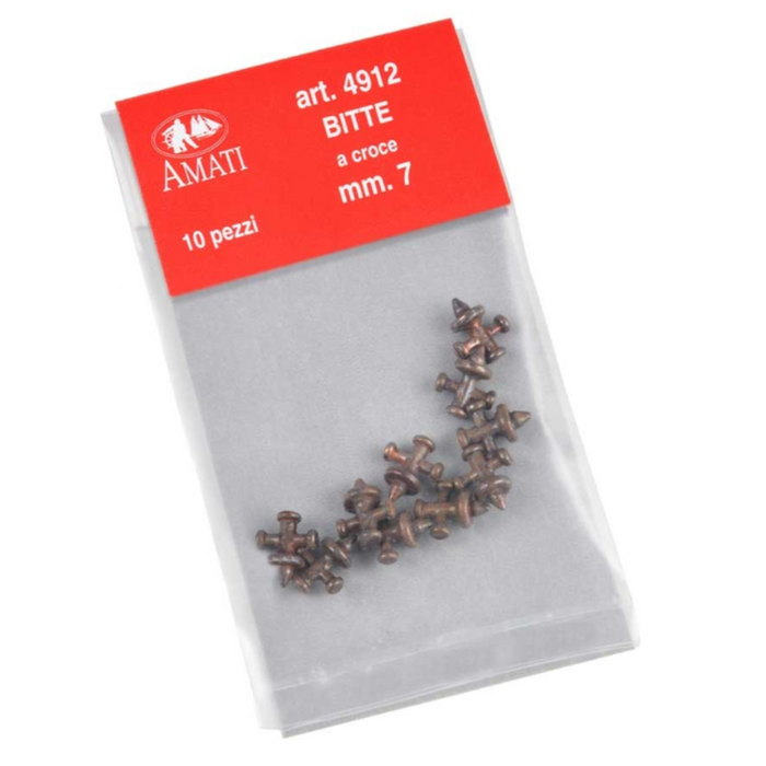 Photo of Amati B4912 Metal Cross Bollards, 7mm Base, 5mm Diameter (10 pieces), model ship accessories.