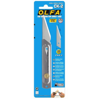 Photo of OLFA CK-2 Heavy-Duty Wood Carving Knife with stainless-steel body and extra-thick Kiridashi-style blade for precision wood carving.