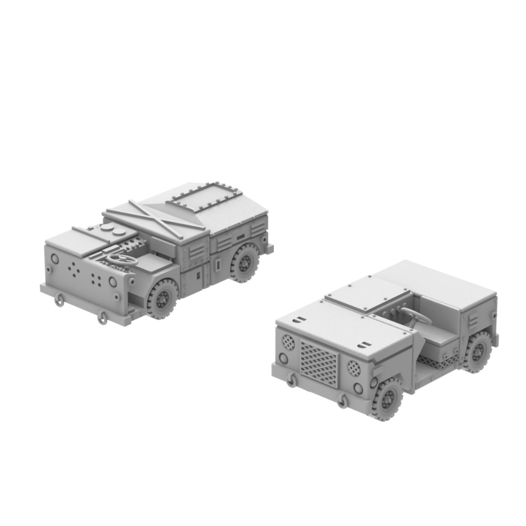 Photo of US Navy NC-2A and NC-8A aircraft tractors 1/350 scale resin model set by HS Model HSM-U350048S