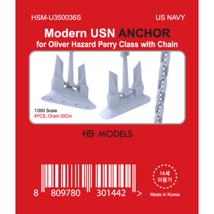 Photo of US Navy modern anchor set 1/350 scale with chain by HS Model HSM-U350036S