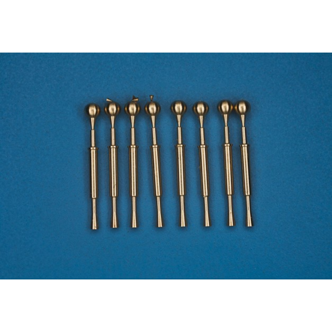 Photo of 1:200 scale British Naval Gun Barrels 40mm PomPom by RB Model, showing a set of 8 metal barrels with precision detailing.