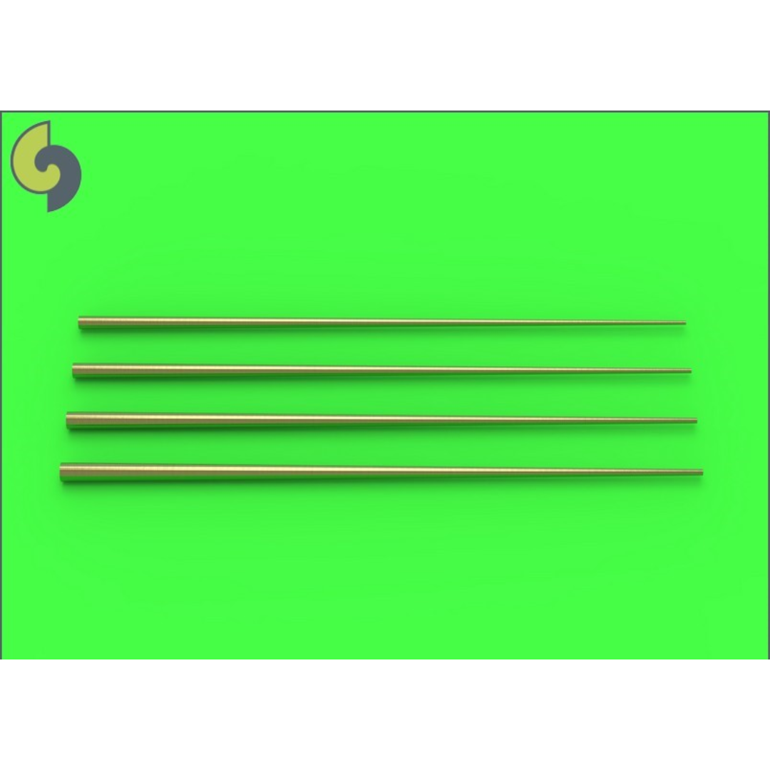 Photo of Universal Tapered Brass Masts Set No.1 by Master (SM-350-090), including four turned brass masts with tapered diameters.