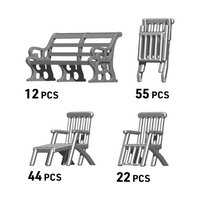 Photo of Titanic Furniture Set 1:250 Scale ION (CV250-002) featuring 3D-printed resin chairs and tables, precisely crafted for Titanic model enthusiasts.