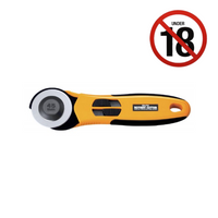 Photo of OLFA Quick-Change Advanced Rotary Cutter 45mm with ergonomic handle and safety blade guard.