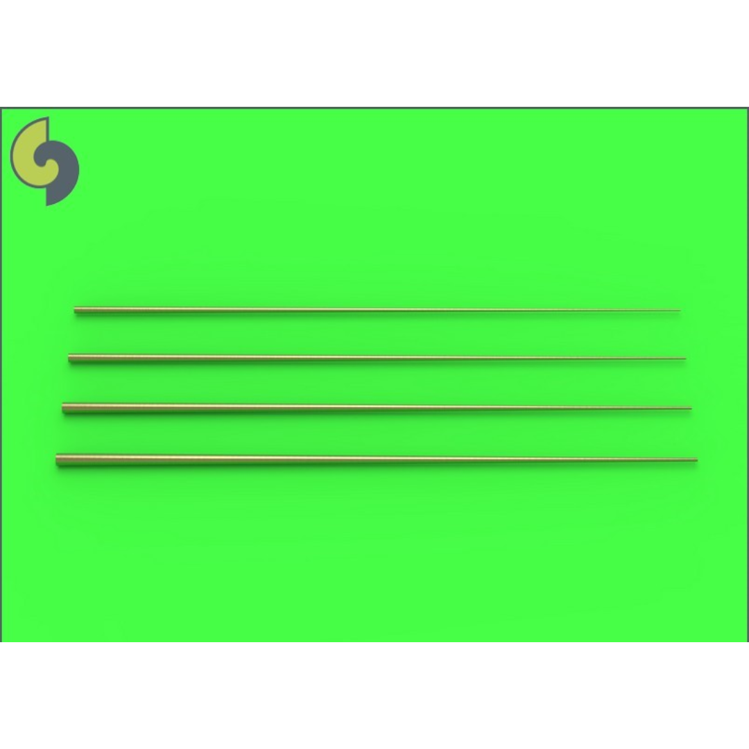 Photo of Metal Universal Tapered Masts Set No. 1 (100mm each, brass, by Master SM-350-089) for ship models and scale modeling projects.