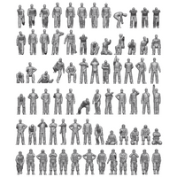 Photo of finely detailed 1:200 scale Imperial Japanese Navy carrier personnel and pilots resin figures set by ION (J200-002), featuring 74 miniatures for ship model dioramas.