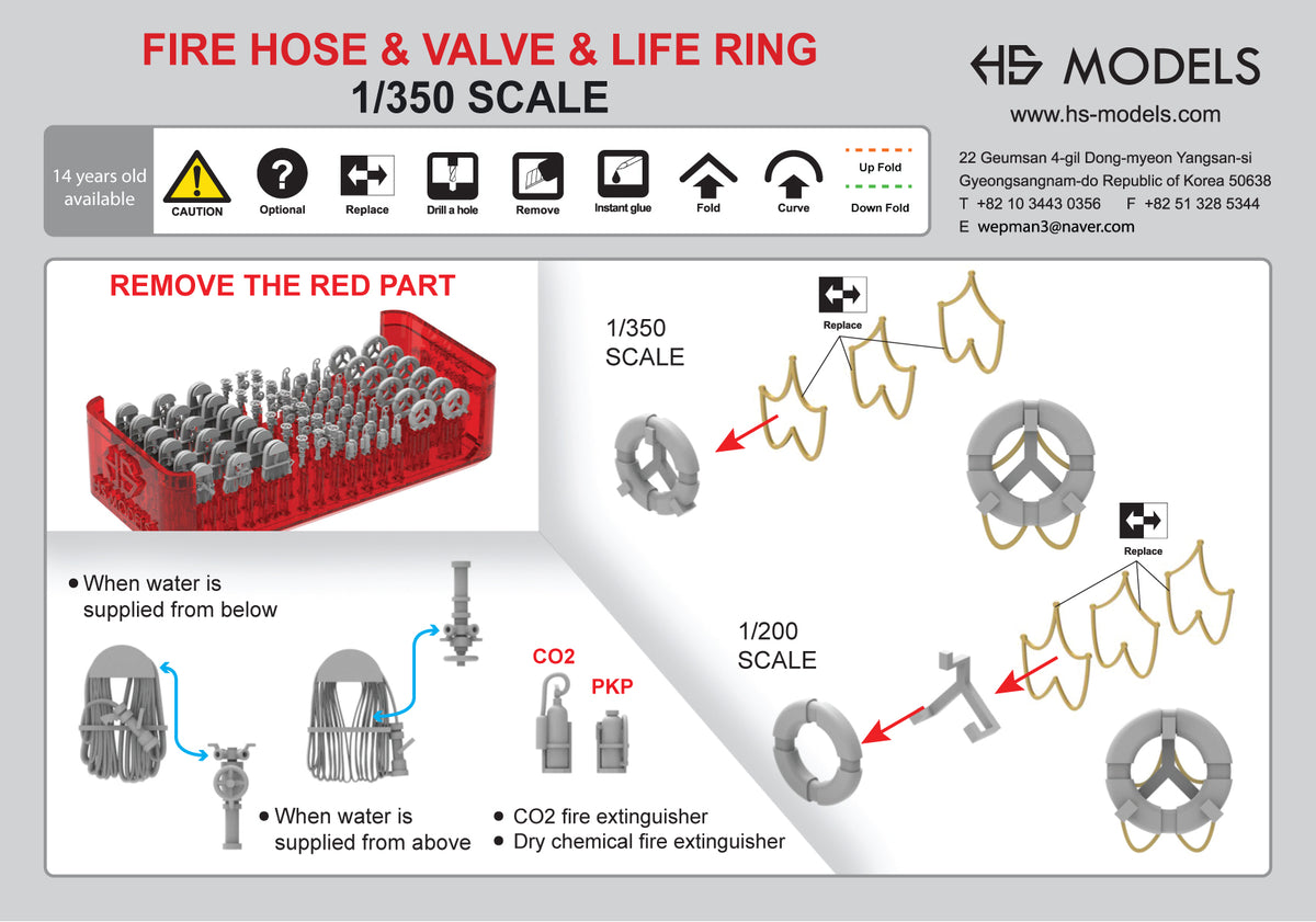 Photo of HS Model Fire Hose, Valve & Life Ring Set HSM-U350057S 1/350 scale resin and photo-etch parts for ship models