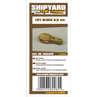 Image of Shipyard's 8.5mm Lift Block, precision-cut card rigging block designed for easy self-assembly, perfect for adding detailed rigging to model ships.