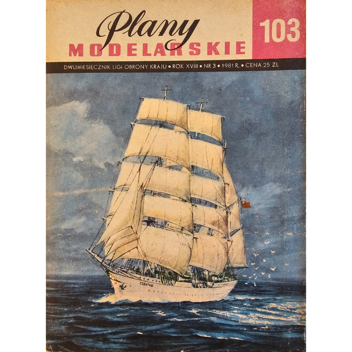 Photo of vintage 1981 'Towariszcz' Russian sail training ship model plans by LOK, showing slightly worn cover but well-preserved interior detail on 5 A1 sheets.