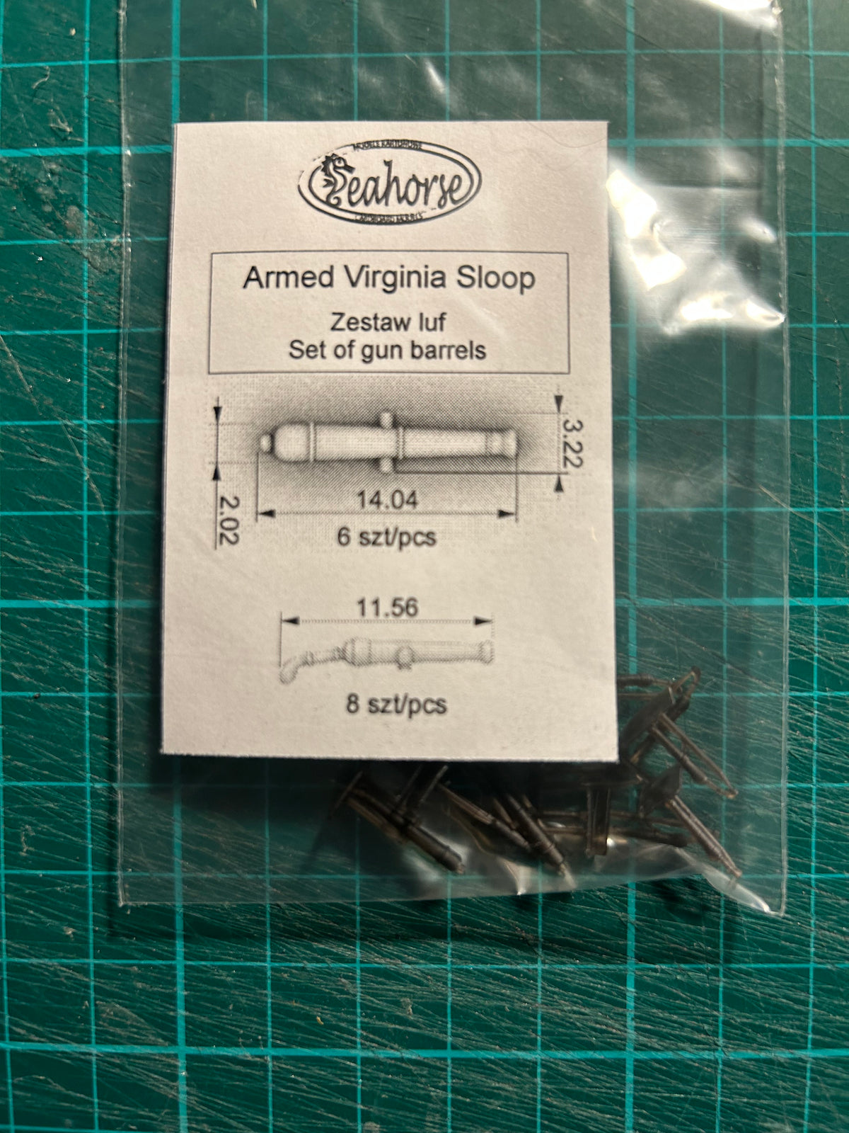 Photo of Seahorse's 1:100 scale model barrels set for the Armed Virginia Sloop, showcasing detailed craftsmanship for historical model accuracy.