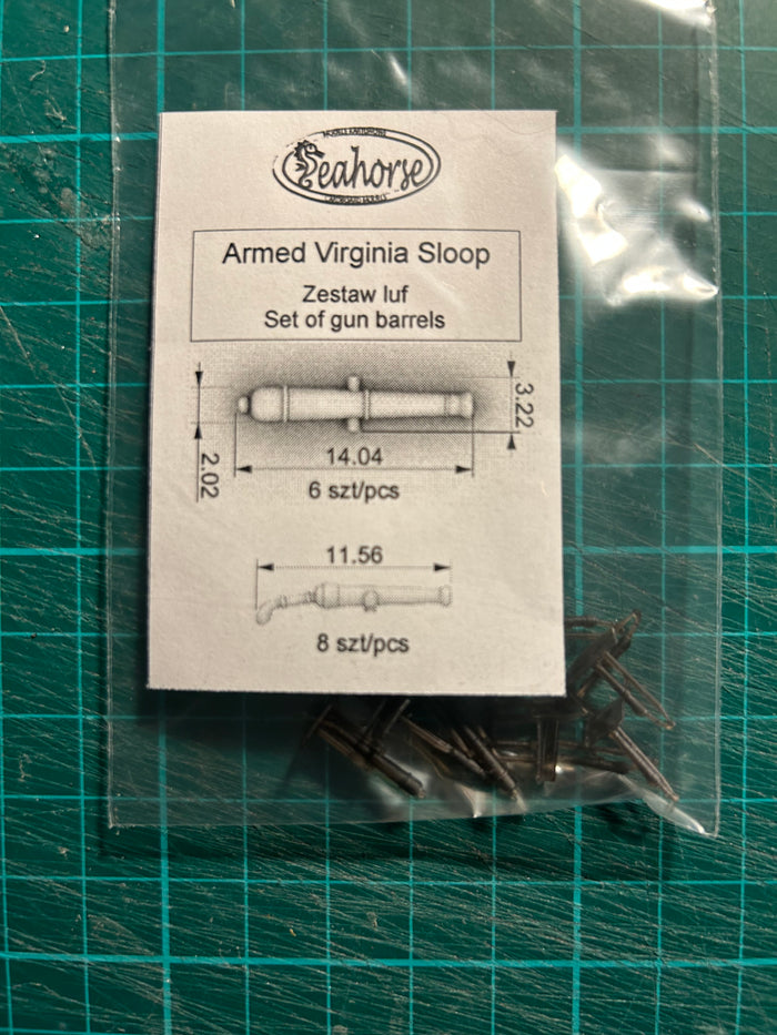 Photo of Seahorse's 1:100 scale model barrels set for the Armed Virginia Sloop, showcasing detailed craftsmanship for historical model accuracy.