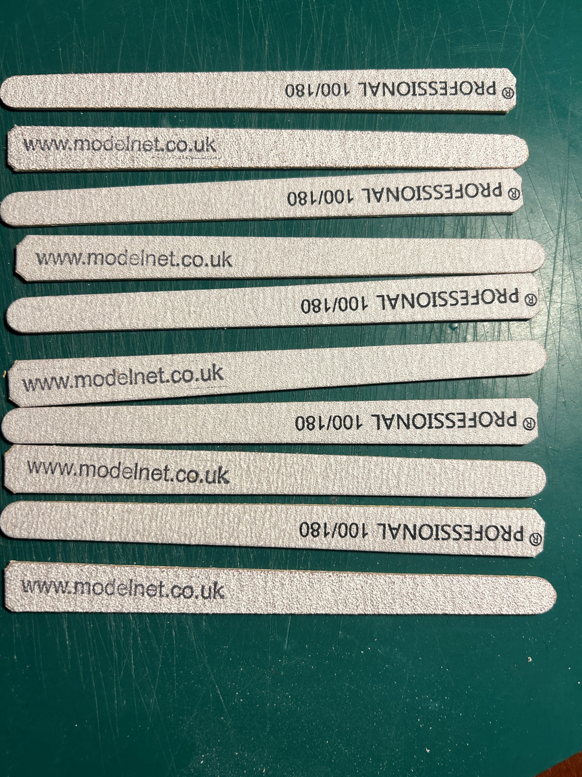 Image of 10-Pack 100/180 Grit Double-Sided Sanding Files, showcasing their dual-sided design for versatile sanding in crafting and model making.