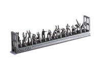Photo of finely detailed 1:200 scale Imperial Japanese Navy carrier personnel and pilots resin figures set by ION (J200-002), featuring 74 miniatures for ship model dioramas.