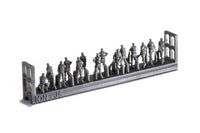 Photo of finely detailed 1:200 scale Imperial Japanese Navy carrier personnel and pilots resin figures set by ION (J200-002), featuring 74 miniatures for ship model dioramas.