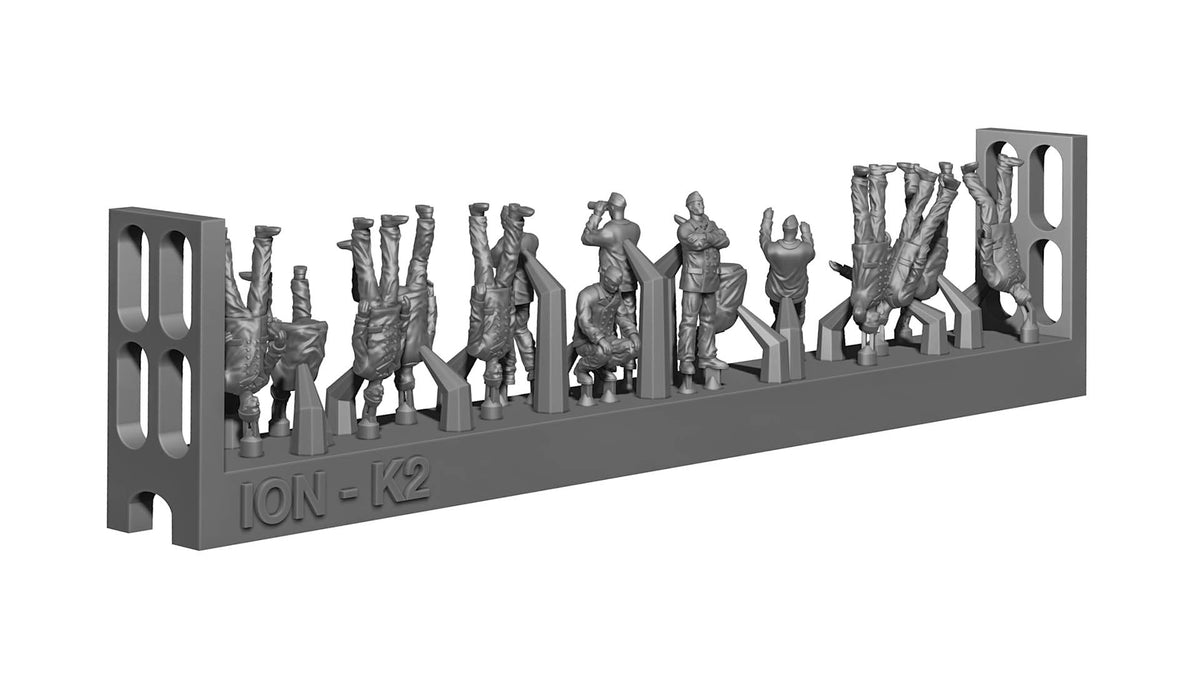 Photo of 1:250 scale Kriegsmarine WWII warship personnel set, showing 72 highly detailed 3D-printed resin figures in various poses and uniforms.