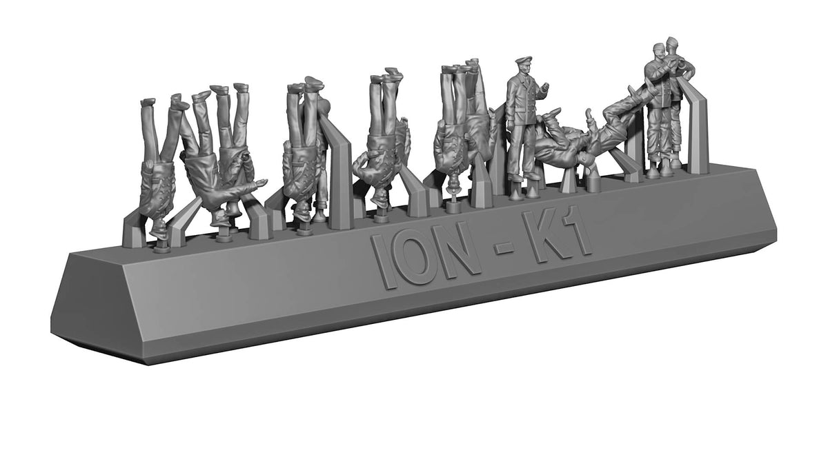 Photo of Kriegsmarine Personnel Set 1:350 (ION K350-002) – 3D-printed resin figures for WWII German warship models, showcasing unique poses and uniforms.