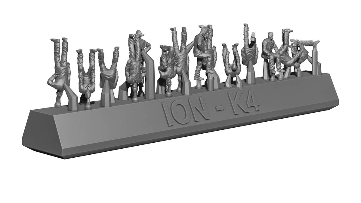 Photo of Kriegsmarine Personnel Set 1:350 (ION K350-002) – 3D-printed resin figures for WWII German warship models, showcasing unique poses and uniforms.