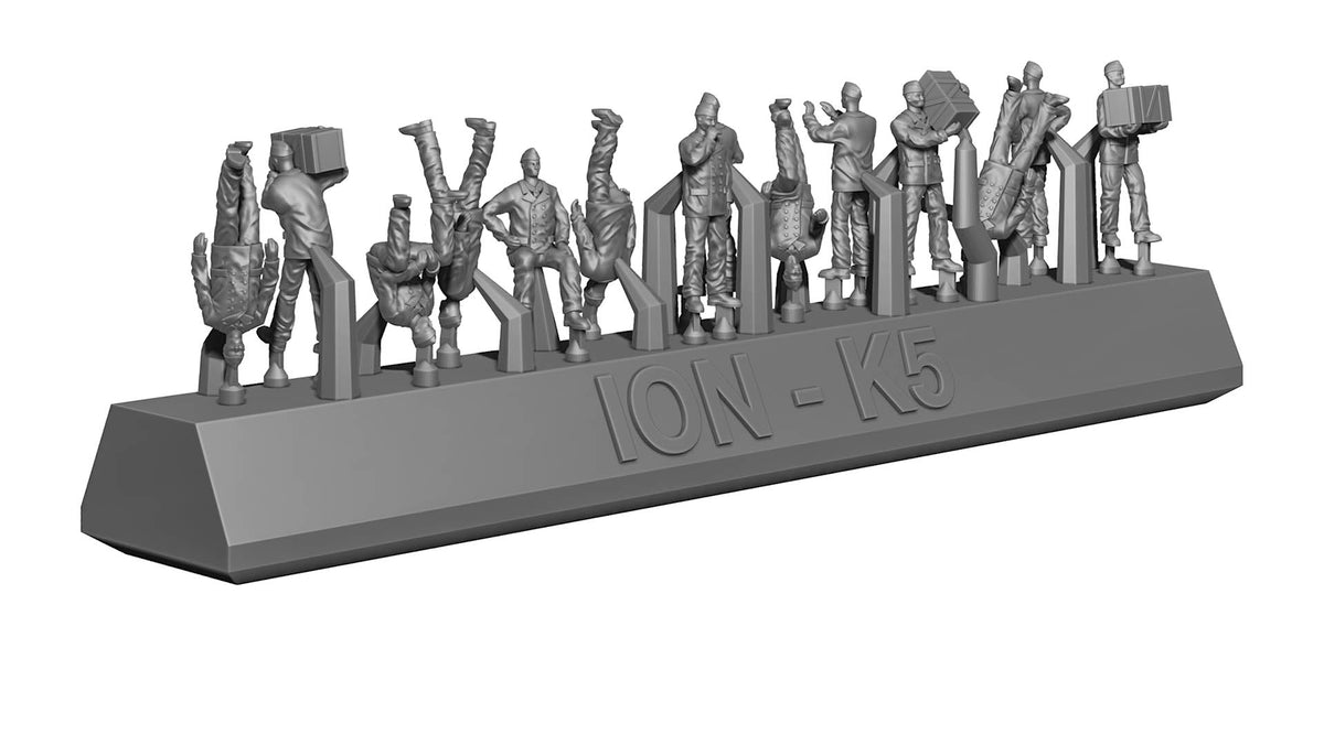 Photo of Kriegsmarine Personnel Set 1:350 (ION K350-002) – 3D-printed resin figures for WWII German warship models, showcasing unique poses and uniforms.