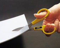 Photo of OLFA Powergrip Scissors (SCS1) with ultra-sharp 40mm stainless steel blades and ergonomic handle, designed for precise cutting on various materials.