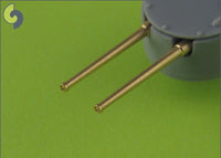Photo of Master SM-350-059 brass barrel set for 1:350 scale Borodino-class battleship model, featuring turned brass barrels for 305mm, 152mm, 75mm, and 47mm guns.
