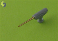 Photo of Master SM-350-059 brass barrel set for 1:350 scale Borodino-class battleship model, featuring turned brass barrels for 305mm, 152mm, 75mm, and 47mm guns.