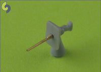 Photo of Master SM-350-059 brass barrel set for 1:350 scale Borodino-class battleship model, featuring turned brass barrels for 305mm, 152mm, 75mm, and 47mm guns.