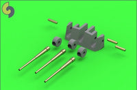 Photo of 1:350 scale HMS Belfast metal barrels set, including aluminum and brass 6-inch and 4-inch barrels with resin correction parts.