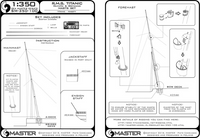 Photo of the R.M.S. Titanic/Olympic/Britannic 1:350 scale brass masts set (Master Model SM-350-100), featuring turned brass masts, derricks, and photo-etched details.
