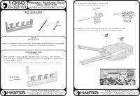 Photo of 1:350 scale metal barrels for 90mm Model 1935 by Master (SM-350-102), including turned brass barrels and resin mounts.
