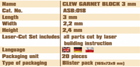 Image of Shipyard's Clew Garnet Card Block 3mm Kit, showcasing the intricate components for self-assembly, ideal for detailed rigging on model ships.