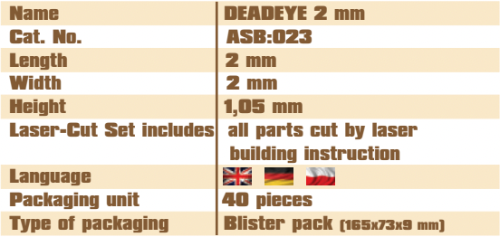 Deadeye Block 2mm Vessel Shipyard