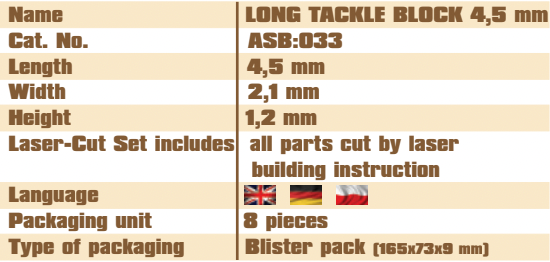 Long Tackle Block 4.5mm Vessel Shipyard