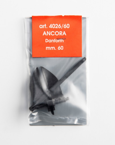 Image of Amati's 60mm Danforth Anchor, displaying a precise miniature replica of the classic fluke-style anchor design, suitable for adding realistic detail to model ships and nautical dioramas.