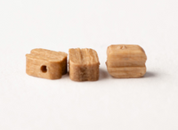 "Image of Amati B4070,02 2mm Single Blocks, displaying small, finely crafted wooden pulley blocks used in detailed model ship rigging, essential for authentic miniature scale modeling.