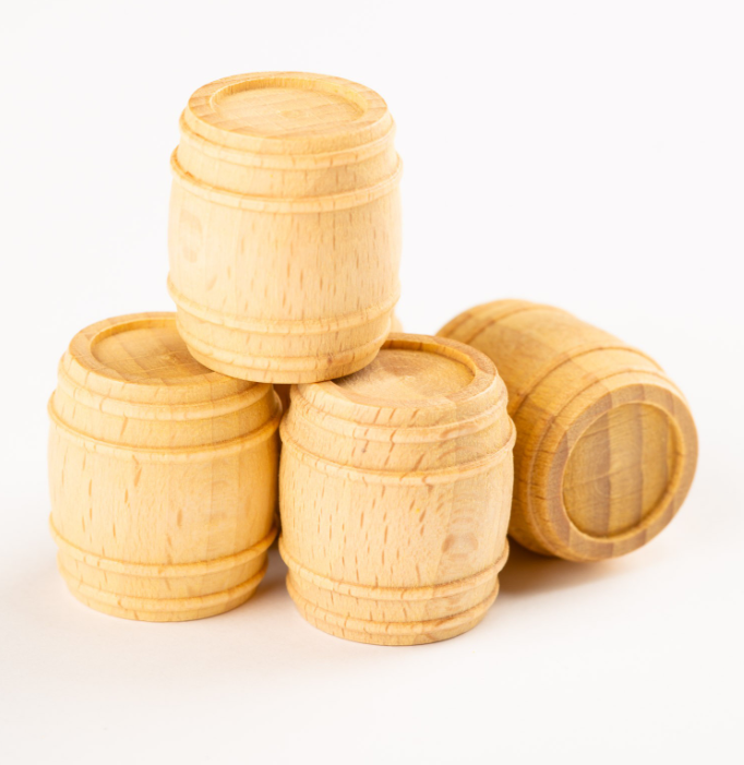 Photo of Amati's B4120,22 22mm Wooden Cask, depicting a finely crafted miniature barrel, ideal for adding historical detail to model dioramas and maritime scenes.