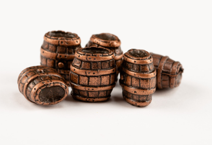 Image of Amati's B4121 13mm Metal Cask, showcasing a detailed and historically accurate metallic cask replica, ideal for adding authentic detail to model ships and nautical dioramas.