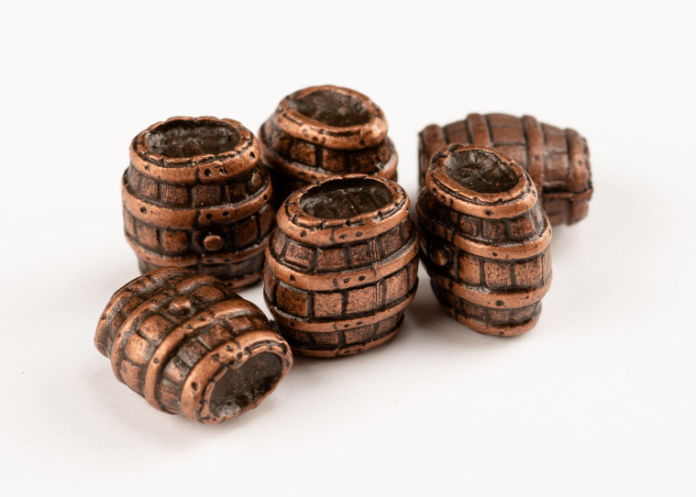 Image of Amati's B4121 13mm Metal Cask, showcasing a detailed and historically accurate metallic cask replica, ideal for adding authentic detail to model ships and nautical dioramas.