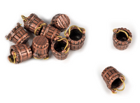 Image of Amati B4144,10 Metal Buckets with Handle, 10mm - finely detailed, realistic miniature metal buckets, ideal for enhancing model ships, dioramas, and miniature scenes.