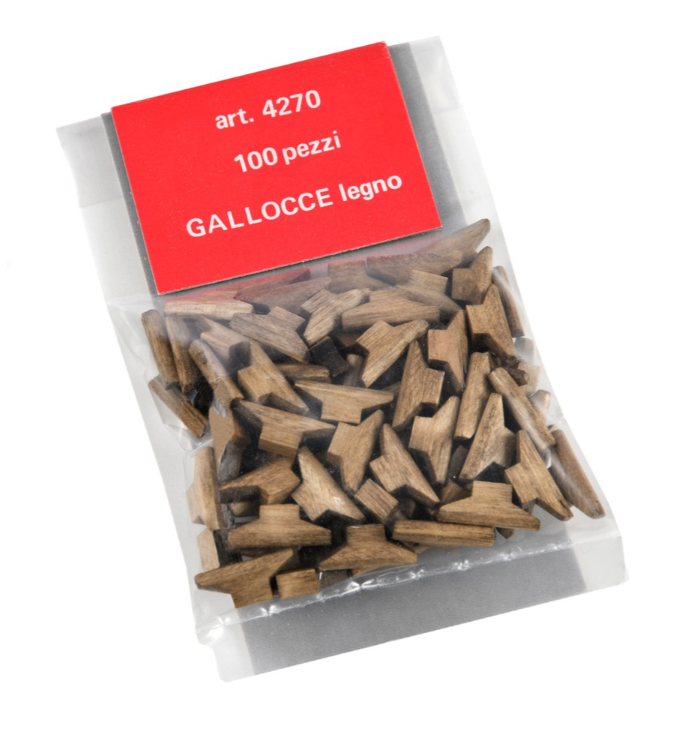 Image of Amati B4270 Wooden Cleats, 12mm size, showcasing a pack of 20 high-quality wooden cleats, ideal for detailed rigging and decorative elements in model shipbuilding.
